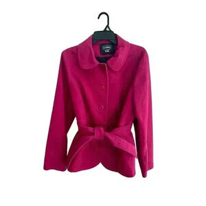 L.L. Bean Women's Fuchsia Belted Pea Coat Size M Mid-Length Spring